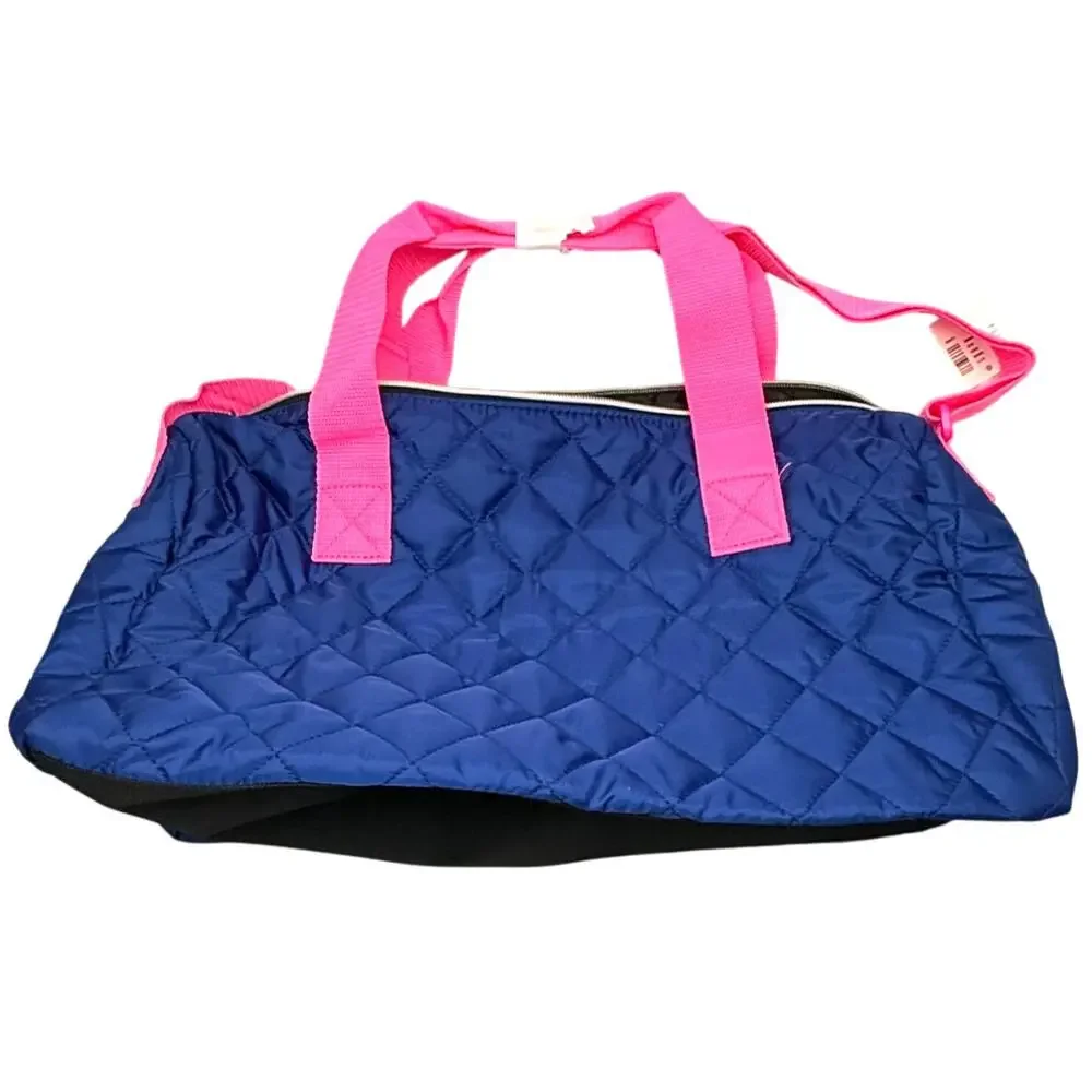 Live Justice Pink Blue Quilted Duffel Gym Dance Bag NWT 18x10x8
